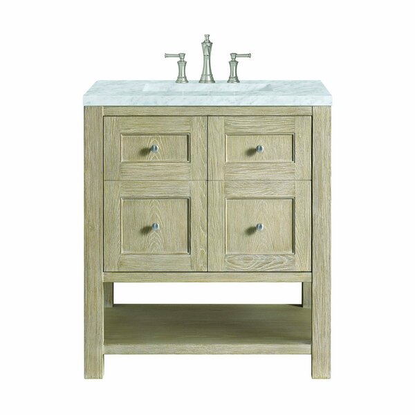 James Martin Vanities 30'' Single Vanity, Whitewashed Oak w/ 3 CM Carrara White Marble Top 330-V30-WWO-3CAR